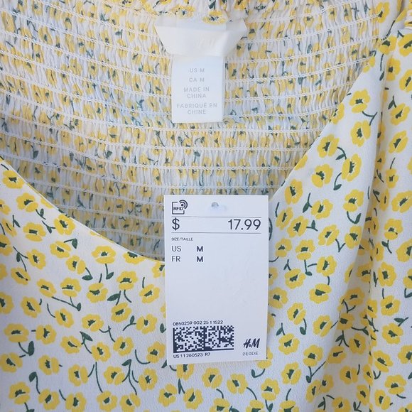 H&M Yellow Floral Ruffle-trimmed Top - Picture 12 of 13